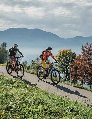 Zwei Biker am Berg im Salzkammergut