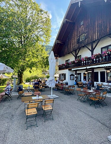 Gastgarten vom Gasthof Fohlenhof in Mondsee