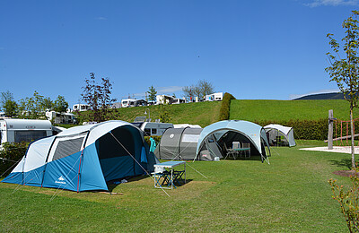 Zelte am Basic Stellplatz im Camp Mondseeland